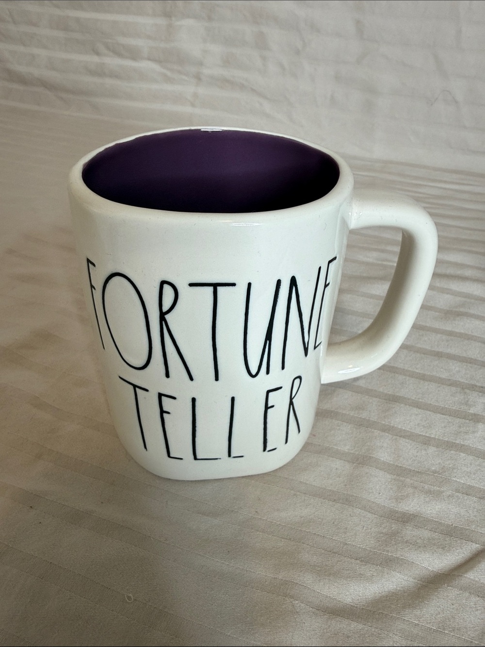 Rae Dunn White Mug with Purple Interior - FORTUNE TELLER